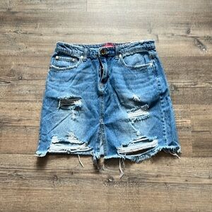 Signature8 Distressed Denim Mini Skirt Sz M Punk Rock Festival Summer Beach